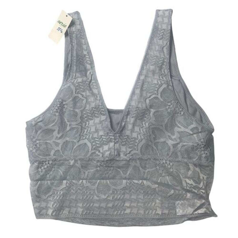 Aerie Women's Gray Best Lace Longline Bralette‎ Top Size S